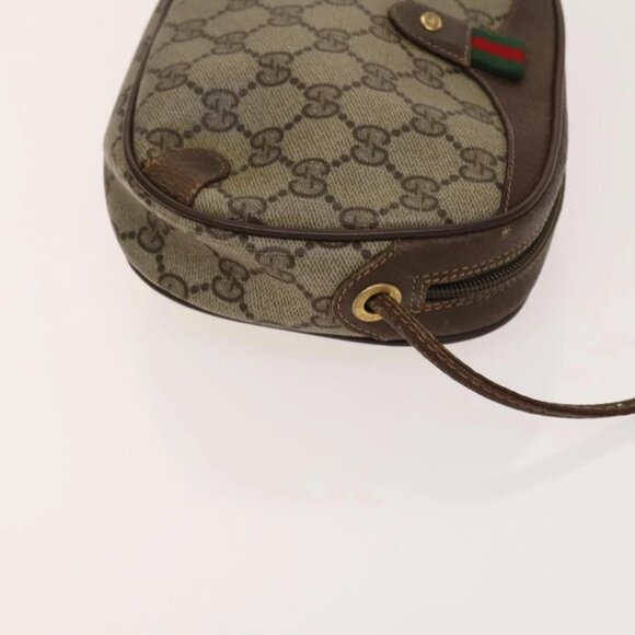 GUCCI GG Supreme Web Sherry Line Bag Leather PVC 3Set Beige Black Auth BA5126 - Picture 13 of 16